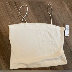 American Eagle Outfitters Ribbed Cream/White Top